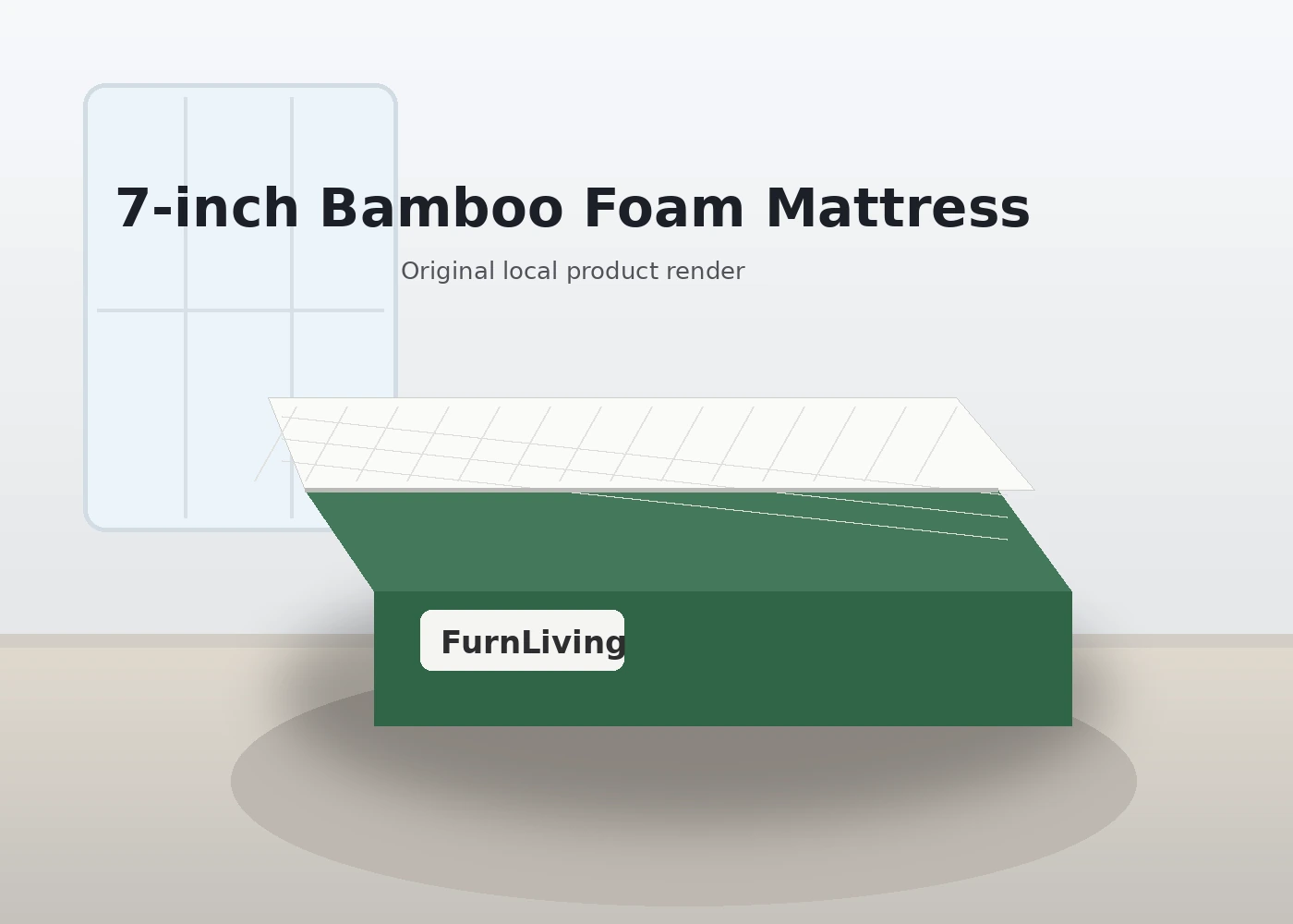 7-inch bamboo foam mattress product render