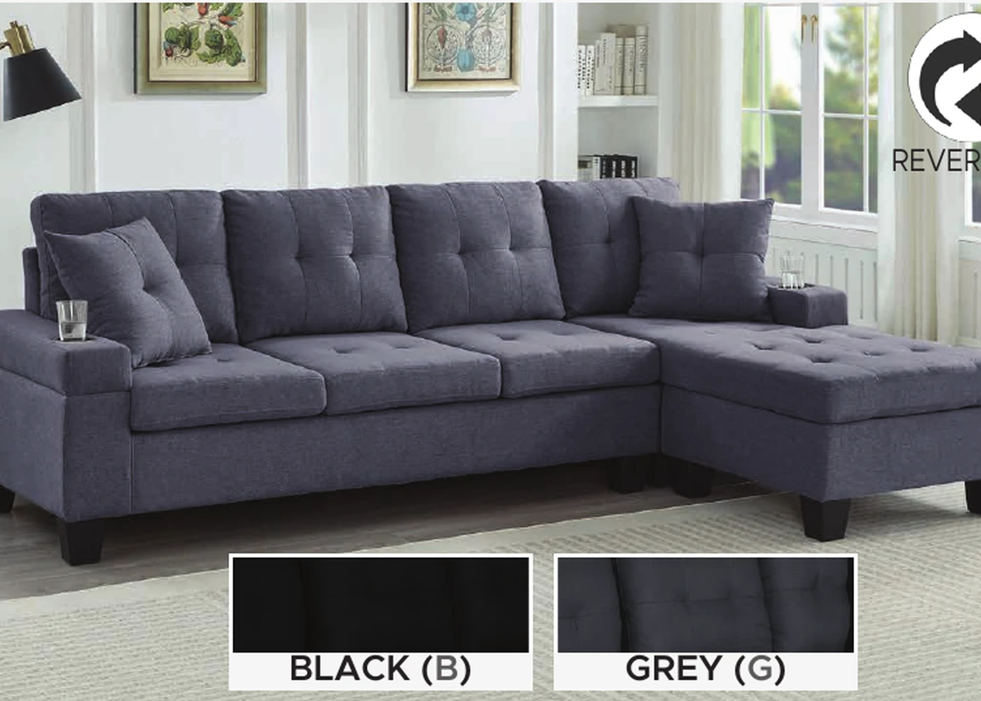 T1239 wide reversible sofa sectional