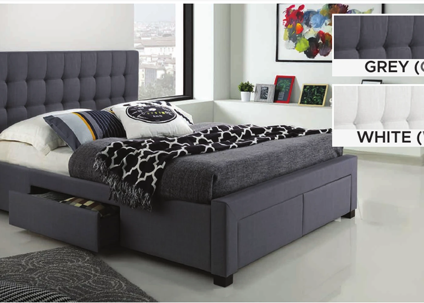 T2152 upholstered four-drawer storage platform bed