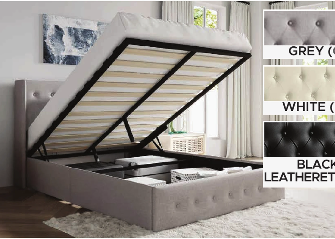 T2162 lift-up upholstered storage platform bed